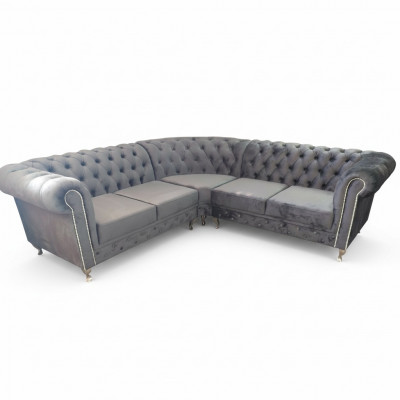 Chesterfield L-vorm hoekbank ontwerp stoffering textiel sofa hoekbanken