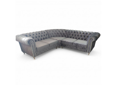 Chesterfield L-vorm hoekbank ontwerp stoffering textiel sofa hoekbanken