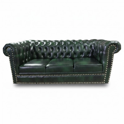 Chesterfield bank driezits echt lederen bank groene leren bank 230cm meubels