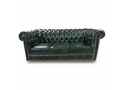 Chesterfield bank driezits echt lederen bank groene leren bank 230cm meubels