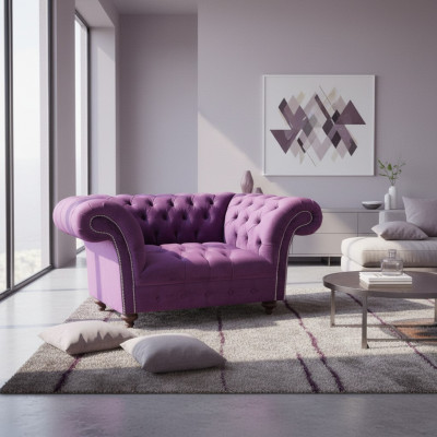 Chesterfield fauteuil bank 1 zits stof lounge stoel meubels