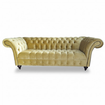 Luxe bankstel met drie zitplaatsen in Chesterfield design stofbank Modern.