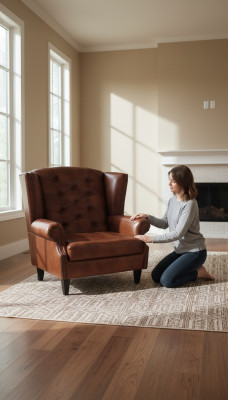 Luxe oorfauteuil Chesterfield fauteuil Leer Bruin Bank Modern Meubels