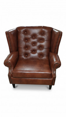 Luxe oorfauteuil Chesterfield fauteuil Leer Bruin Bank Modern Meubels