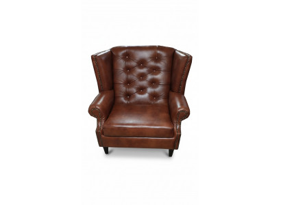Luxe oorfauteuil Chesterfield fauteuil Leer Bruin Bank Modern Meubels