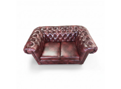 Bank Chesterfield 2-zits lederen loungebanken banken bruin modern.