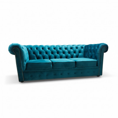 Chesterfield bankstel 3-zits stof banken stof blauw bankstellen modern