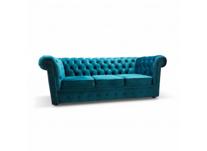 Chesterfield bankstel 3-zits stof banken stof blauw bankstellen modern