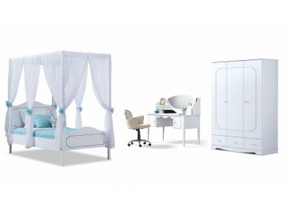 Kinderkamer Slaapkamer Bed Hemelbed 100x200cm Wit Hout Bedden