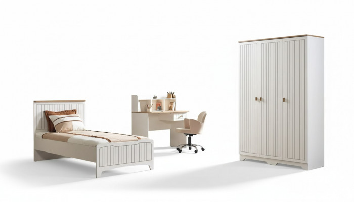 Modern Compleet tienerkamer luxe kinderkamerset 3-delig wit