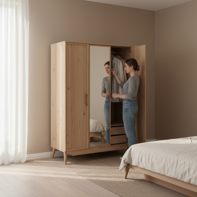 Kledingkast bruin hout Slaapkamer meubels ontwerp Kasten Elegante kast