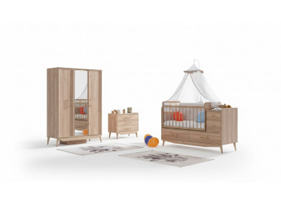 Baby slaapkamer compleet met babybed, kast en ladekast 3-delig.