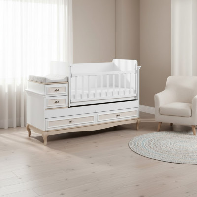 Babybed Kinderbed Bed Set Lade wit in de moderne kinderkamer.
