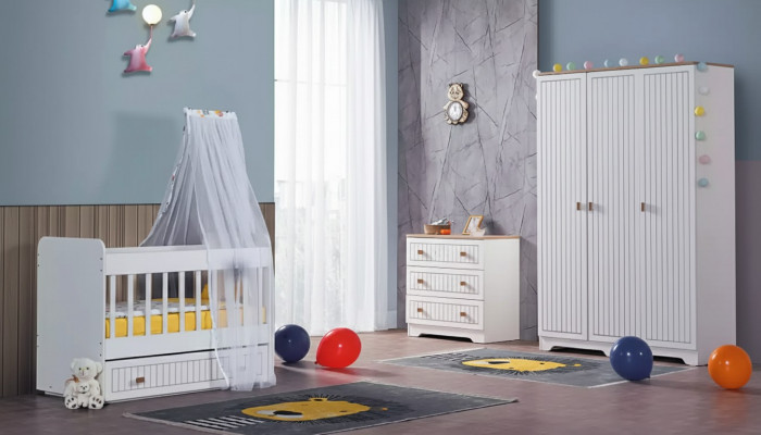 Baby complete kamer kast bed kinderkamer baby commode 3-delig.