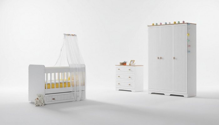 Baby complete kamer kast bed kinderkamer baby commode 3-delig.