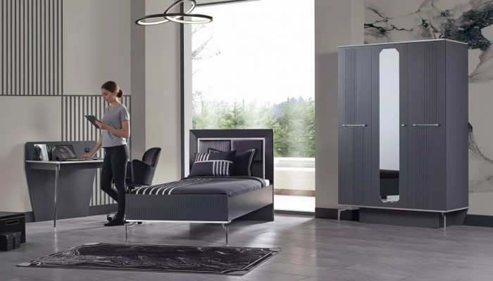 Ontwerp tienerkamer slaapkamer set kast bed bureau 3-delig.