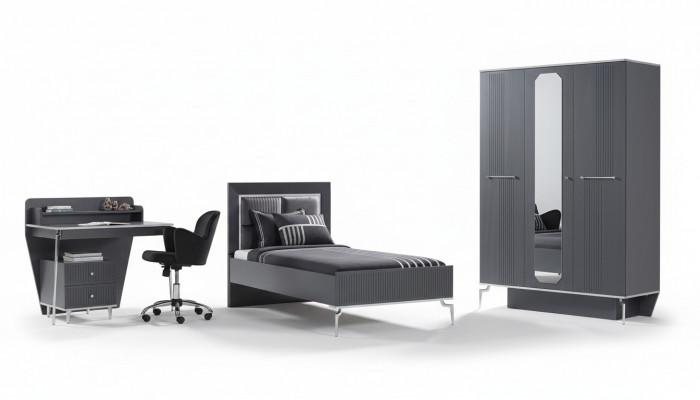Ontwerp tienerkamer slaapkamer set kast bed bureau 3-delig.