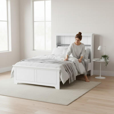 Houten bed slaapkamer design luxe meubels tienerkamer wit klassiek