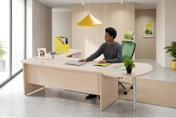 Moderne kantoor Exclusieve beige hoekbureau Bureau ladekast 2dlg.