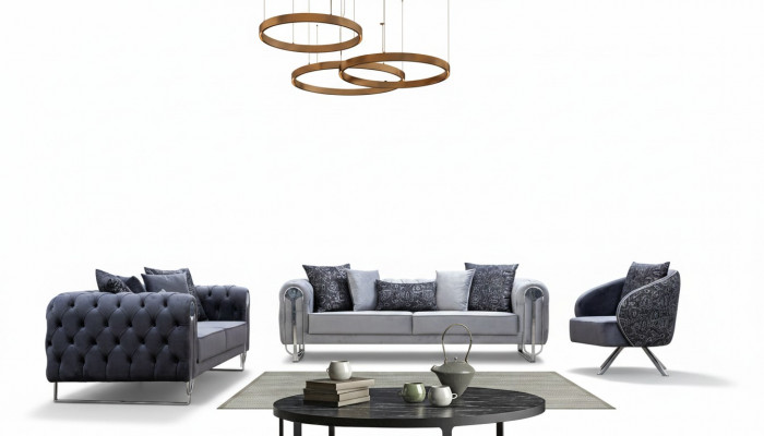Moderne comfortabele woonkamermeubels twee driezitsbanken en 1 fauteuil met 1 zitplaats