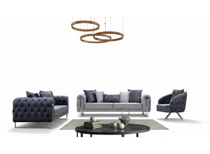 Moderne comfortabele woonkamermeubels twee driezitsbanken en 1 fauteuil met 1 zitplaats
