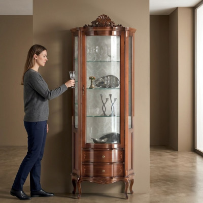 Luxe hoogwaardige vitrine van bruin hout Klassieke meubels