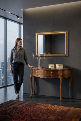 Luxe houten consoletafel in de slaapkamer Klassiek bruin lamp