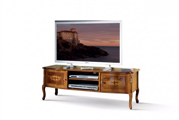 Klassieke bruine tv-kast woonkamer laag tv-meubel luxueuze standaard ontwerp.
