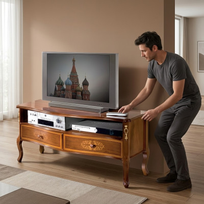 Klassieke tv-kast woonkamer meubilair tv-standaard hout design nieuw