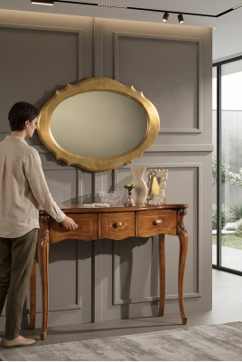 Bruine console tafel Kaptafel Slaapkamer meubels Hout Luxe design