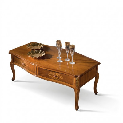 Klassieke bruine houten salontafel luxe design lade tafel nieuw