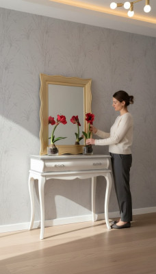 Witte ontwerper-console tafel Klassieke houten tafel Slaapkamermeubels