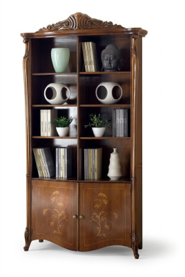 Woonkamer boekenkast Klassieke bruine meubelen Houten planken