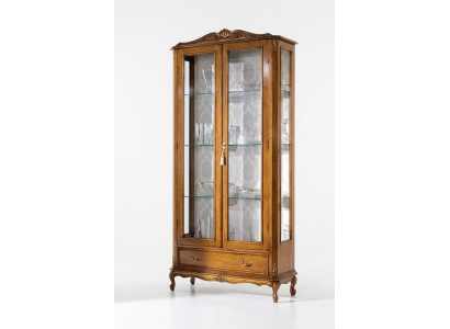 Luxe glazen vitrinekasten van bruin hout Klassieke meubels vitrinekast