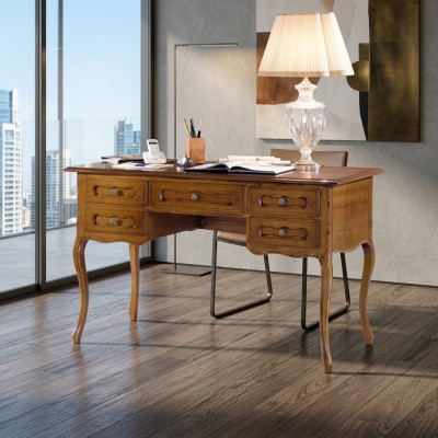 Bruin kantoortafel Luxe thuiskantoor meubels Houten bureau Klassiek