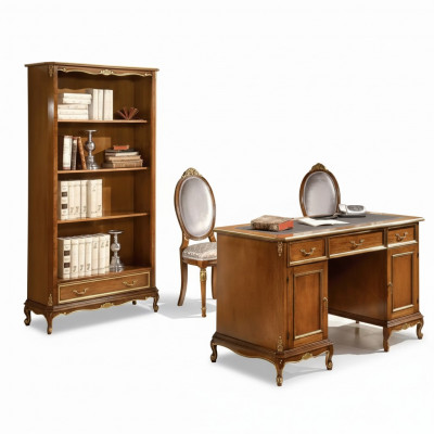 Elegante bruine houten bureaumeubel boekenkast set van 2 stuks.
