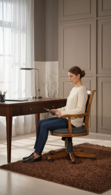 Moderne bureaustoel Executive Chair met houten frame. Klassiek design.