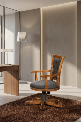 Moderne bureaustoel Executive Chair met houten frame. Klassiek design.