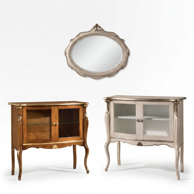 Klassieke glazen vitrine luxe opbergtafel woonkamer meubels hout