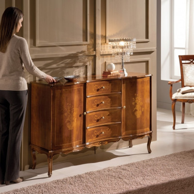 Kast laden bruin hout dressoir klassiek meubelontwerp kast