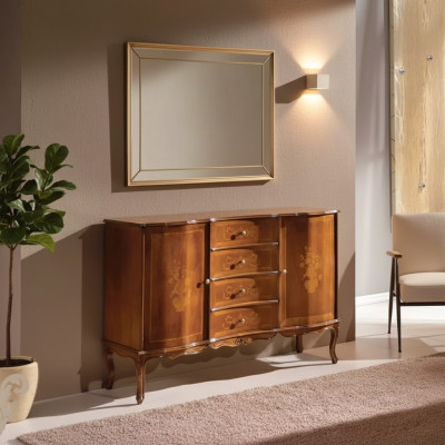 Kast laden bruin hout dressoir klassiek meubelontwerp kast