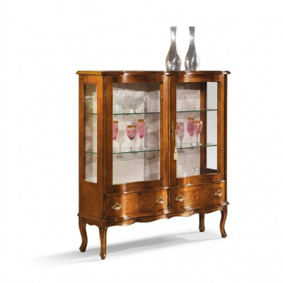 Glas Luxe Bruin Houten Vitrine Exclusieve Woonkamer Meubels Nieuw