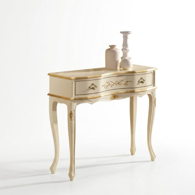 Klassieke witte console tafel bijzettafel houten meubels slaapkamer design.
