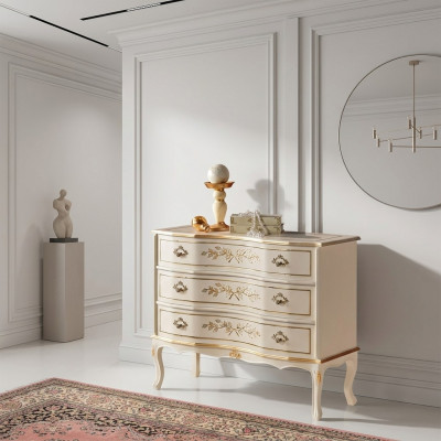 Klassiek dressoir 3 laden Echt hout design Woonkamer meubels