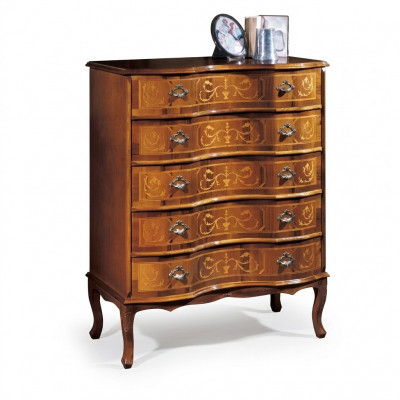 Klassieke bruine commode met vijf deuren en lades, designer houten meubels nieuw