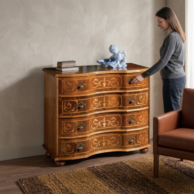Klassiek bruine houten kast ladekast woonkamer design