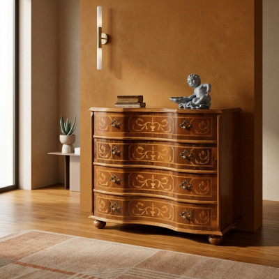 Klassiek bruine houten kast ladekast woonkamer design