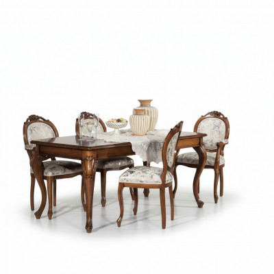 Eetkamermeubilair Eettafel Massief hout 4x stoelen met armleuningen Meubels