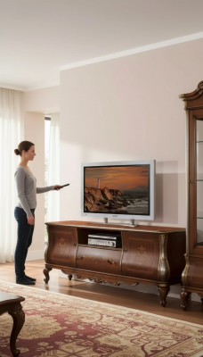 Bruine tv-kast tv dressoir woonkamer meubels houten standaard dressoir