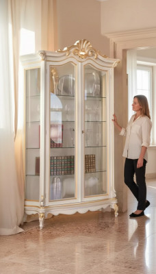 Klassieke kwaliteit witte vitrine luxe meubels nieuw in de woonkamer rek
